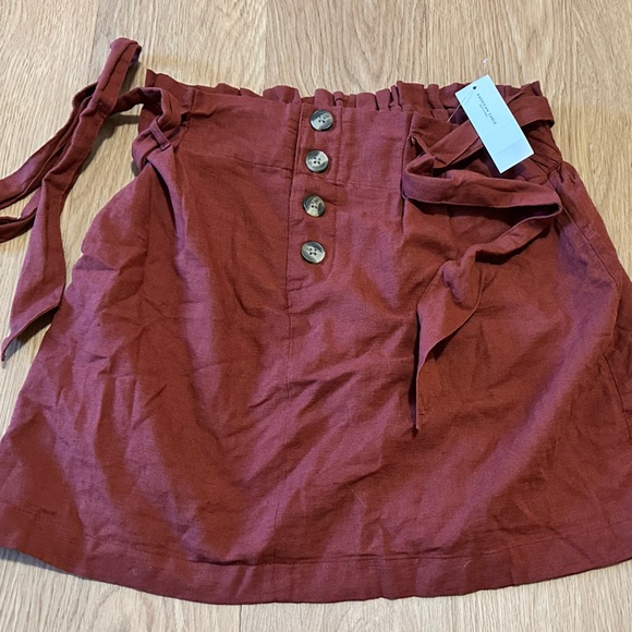 American Eagle Outfitters Maroon/rust Skirt Button-Up removable belt - Picture 2 of 7